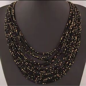 Black - Ethnic Choker. Multilayer Beads Necklaces